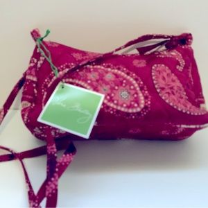 *Vera Bradley Red Pink White Paisley Shoulder Bag Retired Pattern